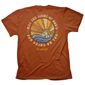 100% Cotton Women's Christian Brown Matthew 5:14-16 "May The Light of God's Son Shine On You" T-Shirt