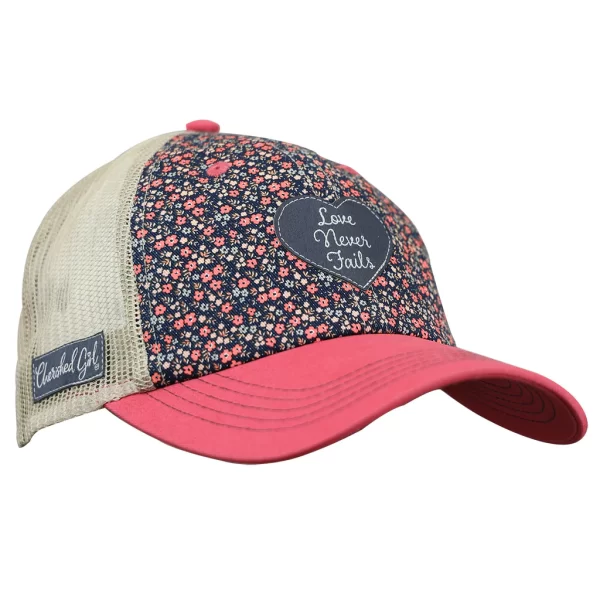 Christian Cherished Girl "Love Never Fails Floral" Womens Cap