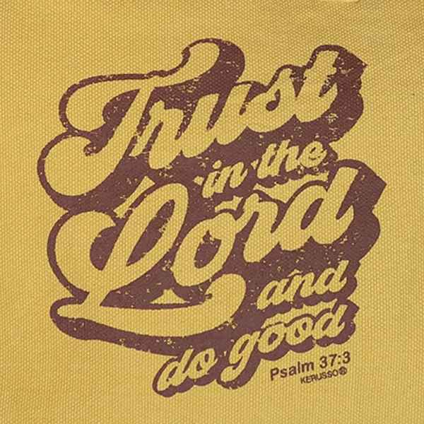 100% Cotton Women's Mustard Yellow Fringe Christian Tote "Trust In The Lord" Bag - Image 2