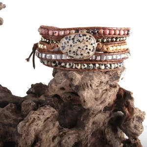 Boho Wrap Bracelet: Speckled Stone