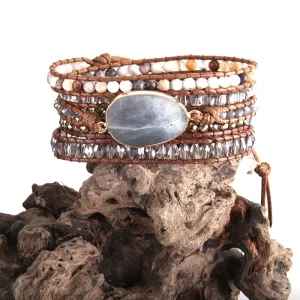 Boho Wrap Bracelet: Light Greytone